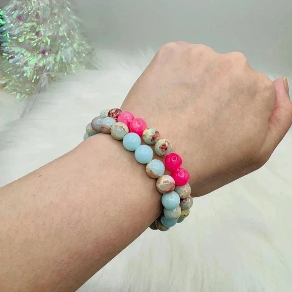 Natural Stone Love And Peace Duo Bracelet - Picture 5 of 7